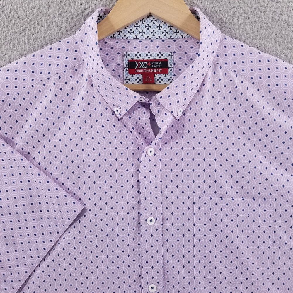 Johnston & Murphy Shirt Men XL Purple XC4 Performance Sport Tech Extreme Comfort